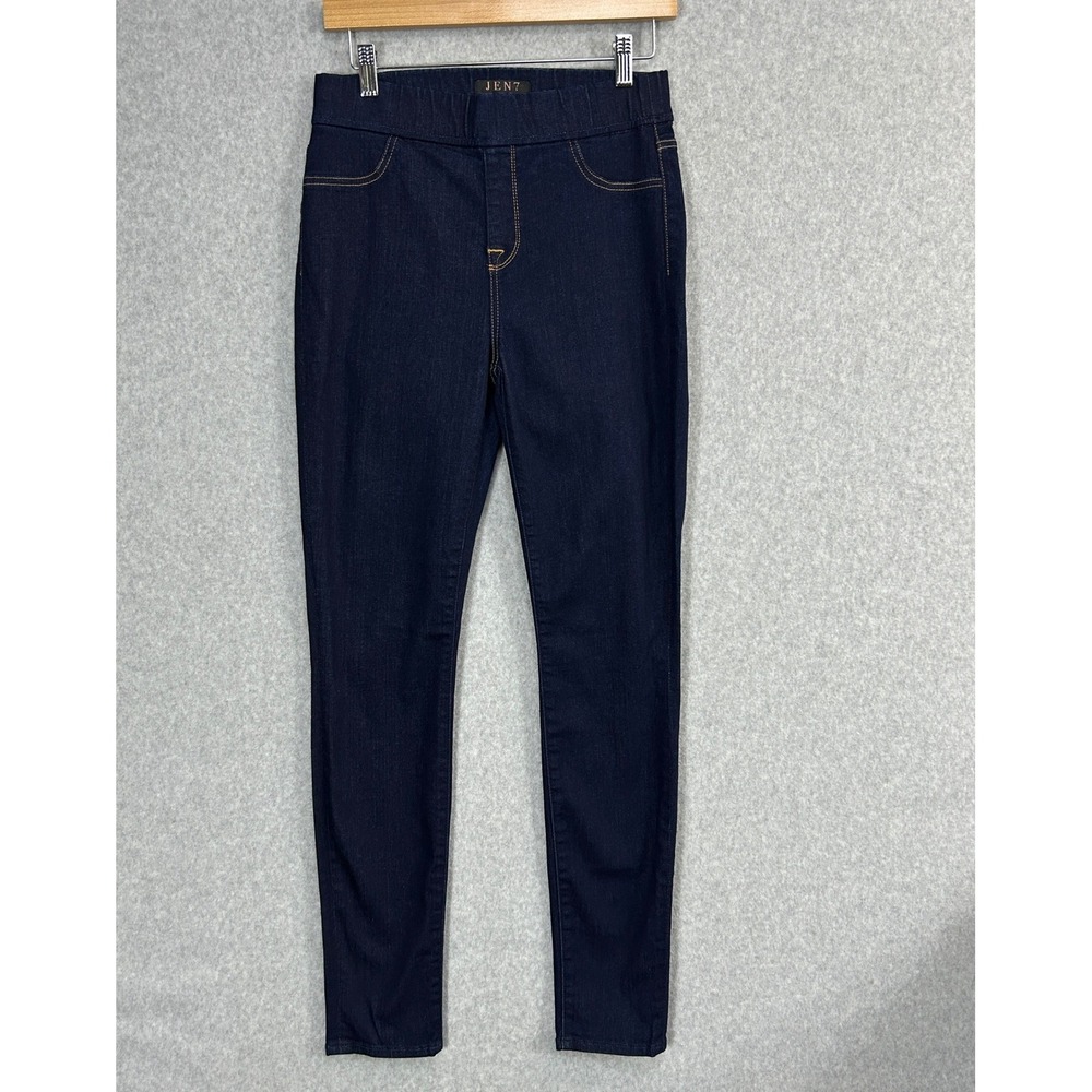JEN7 by 7 For All Mankind Skinny Jeans Dark Blue Pull On Stretch Denim Women 4‎